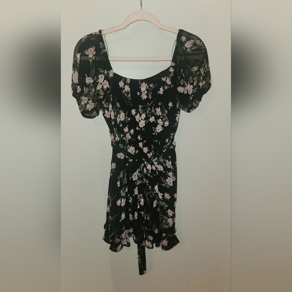 Lily Rose Black and Pink Floral Mini Dress - Picture 3 of 4